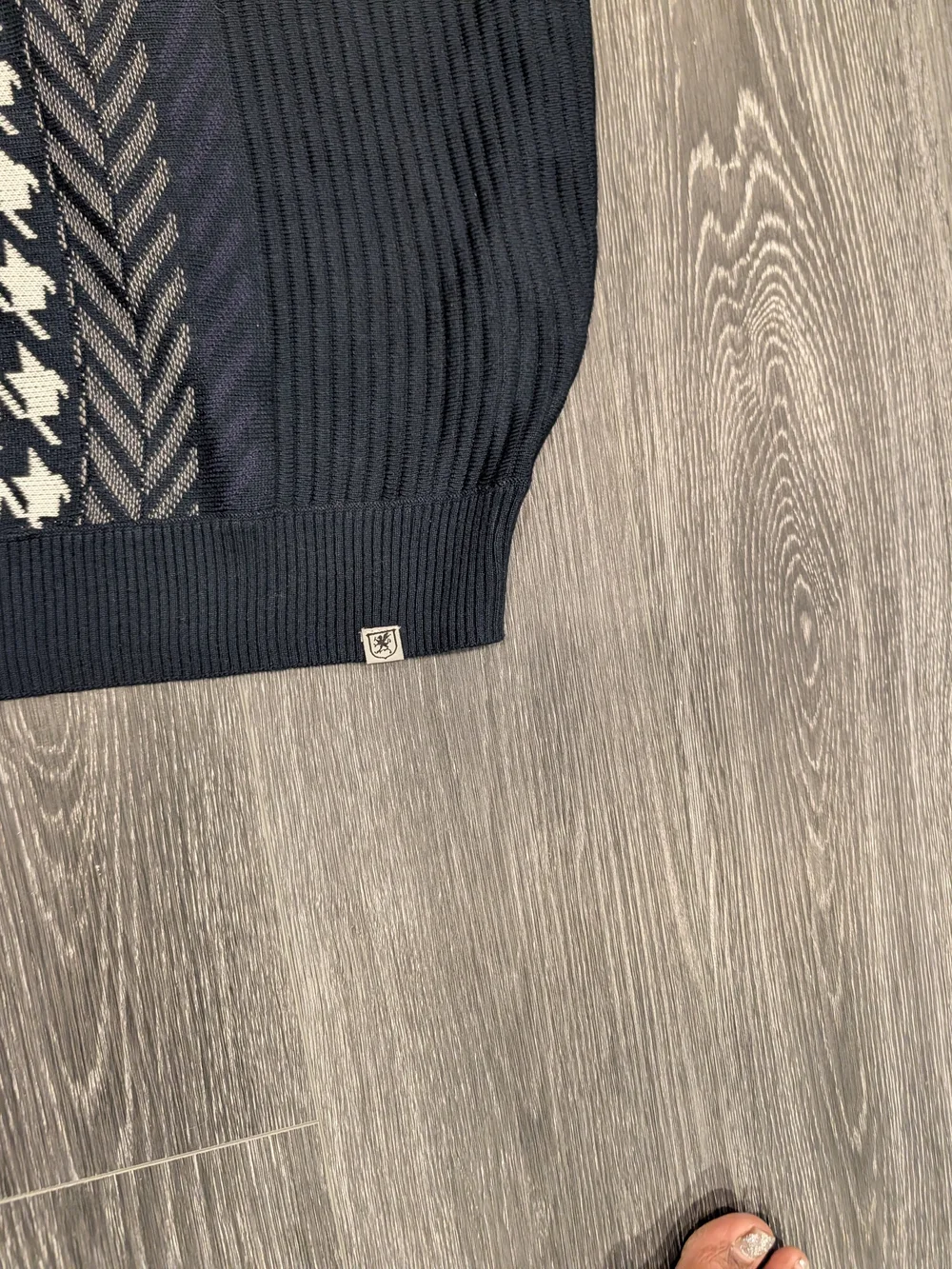 Stacy Adams Men's Navy Houndstooth Quarter-Zip Sweater